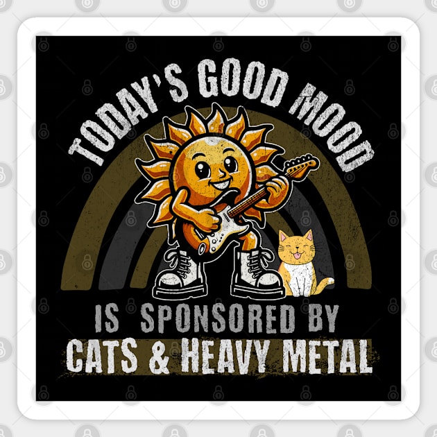 Today's Good Mood is Sponsored by Cats & Heavy Metal Sticker by Cosmic Dust Art